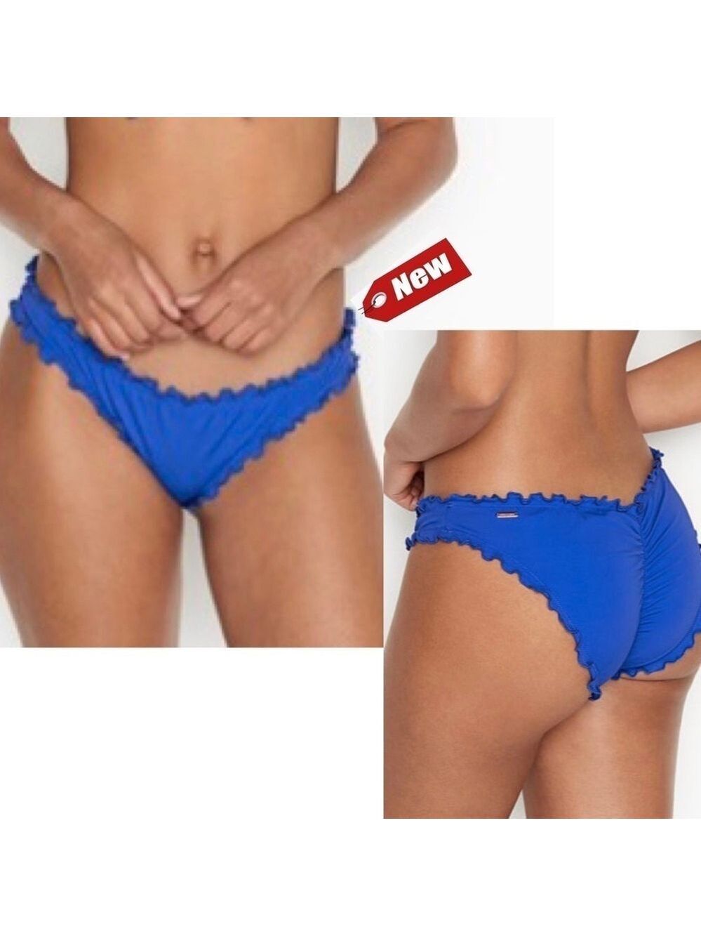 VICTORIA’S Secret sapphire blue Capri Ruffle Cheeky Bottom Sz XS NWT
